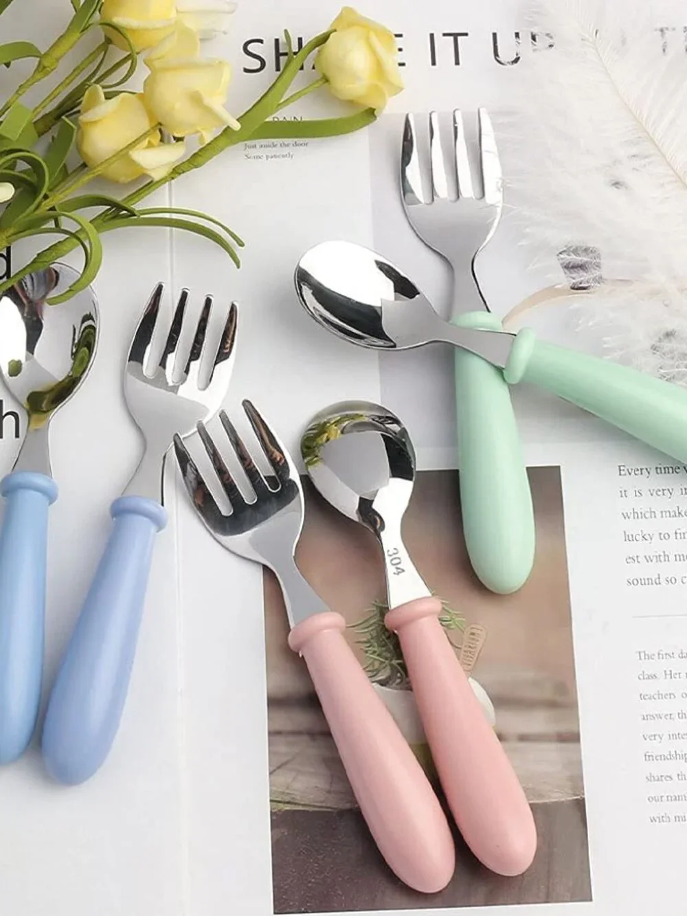 6 Pieces Toddler Utensils Kids Silverware Baby Forks and Spoons Set, Stainless S